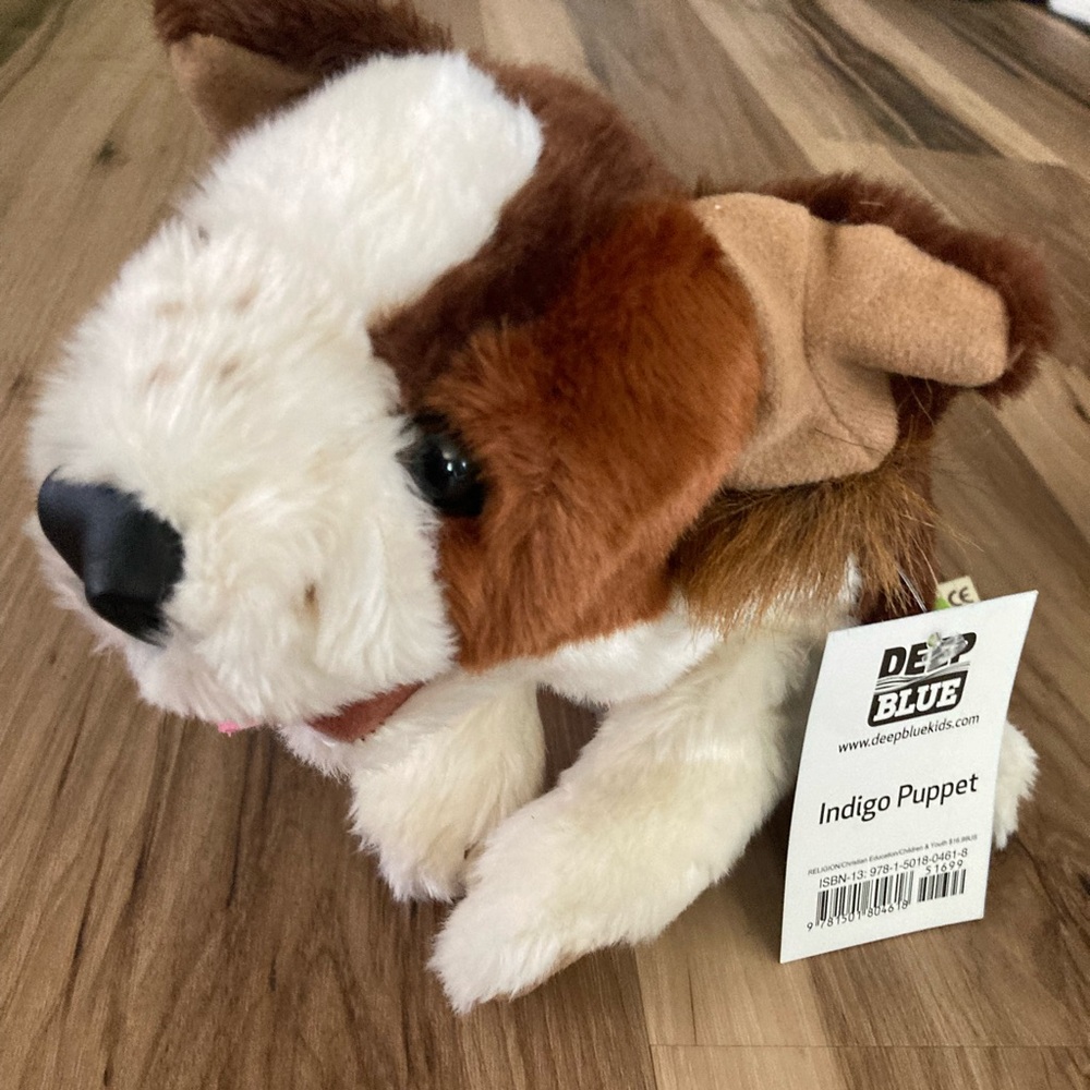 FOLKMANIS Puppet Deep Blue Indigo  11” Hand Plush Puppy Retired Nwt